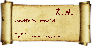 Kondás Arnold névjegykártya