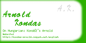 arnold kondas business card